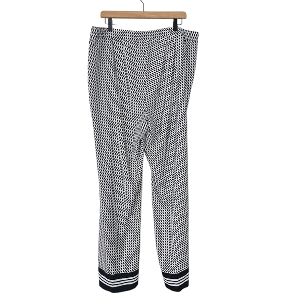 Talbots Blue White Harlequin Print Pull-On Wide Leg Casual Pants Womens Size 16W - Picture 2 of 8